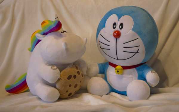 Pummel & Doreamon with rings (placeholder-plushies for Peai Chun & Manuel)